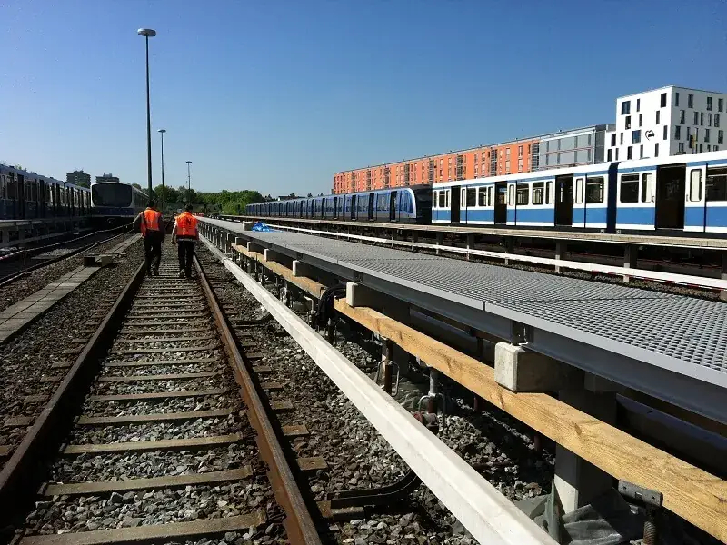FRP fiberglass grating access system railway infrastructure platform non-conductive